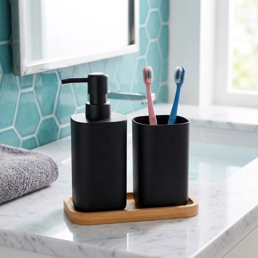 Matte black and bamboo for a modern look