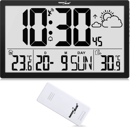 Wall-mounted multifunctional LCD clock with DCF synchronization