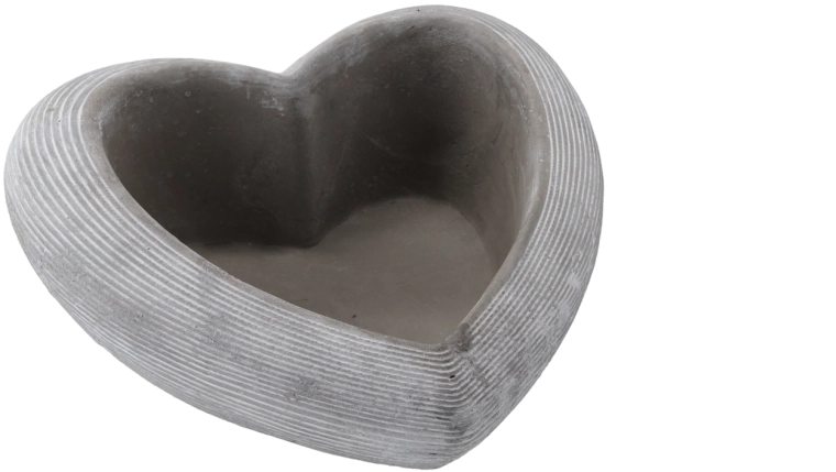 Cement heart planter, grey, 22 × 22 × 9 cm