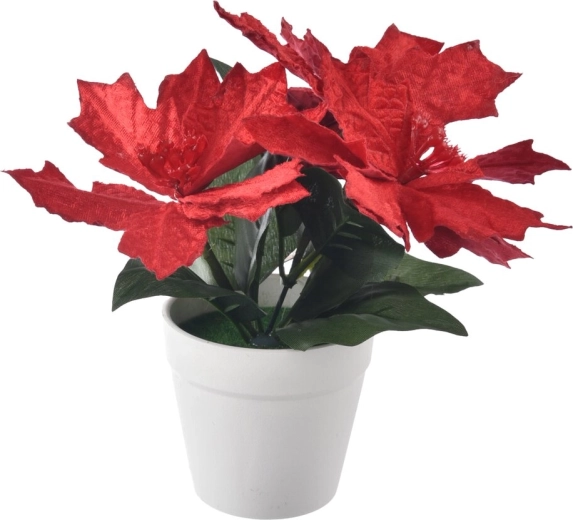 Künstliche Weihnachtsstern-Blume aus Kunststoff, rot, 25 cm