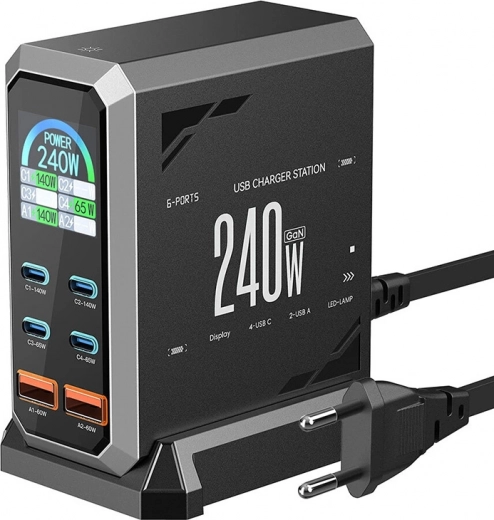 BlitzWolf 240W wall charger 4× USB‑C and 2× USB‑A with Power Delivery