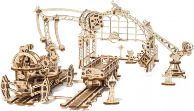 Ugears houten mechanische puzzel Mechanical Town spoorwegoverslag