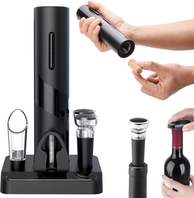 Coffret électrique pour vin avec tire-bouchon et accessoires