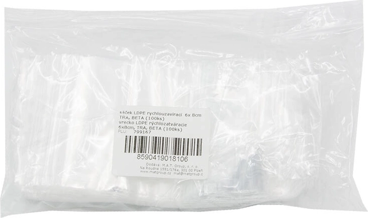 Sachets à fermeture rapide LDPE 6 × 8 cm, transparents (100 pcs)