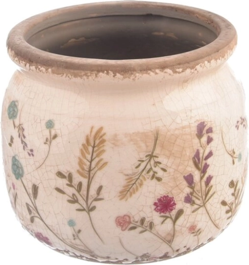 Pot en céramique avec motif floral 12 × 12 × 10 cm