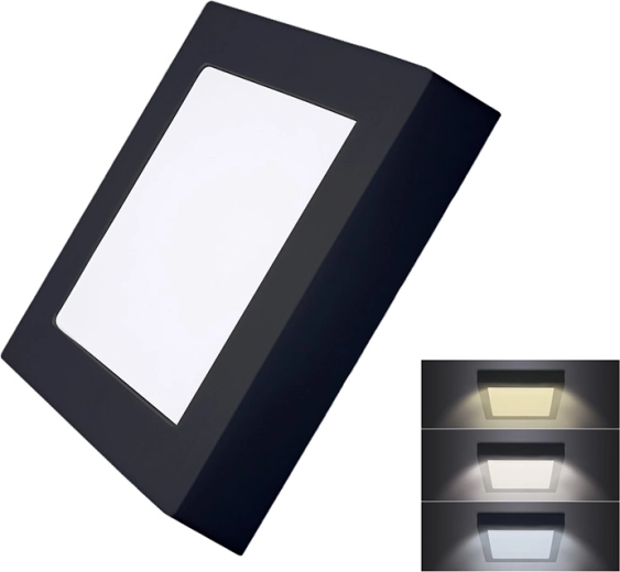 Solight LED-minipaneel CCT opbouw vierkant 12 W zwart