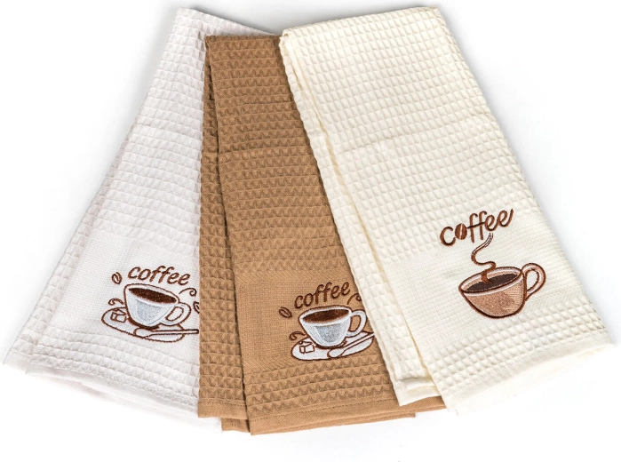 Kitchen waffle tea towels Coffee 45 × 70 cm, 100% cotton, set of 3