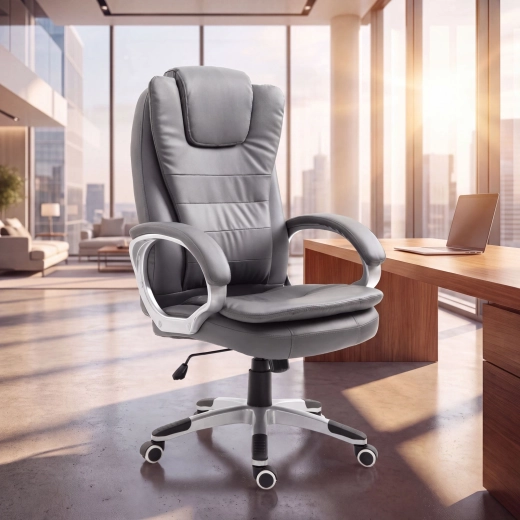 Chaise de bureau ergonomique grise avec dossier haut