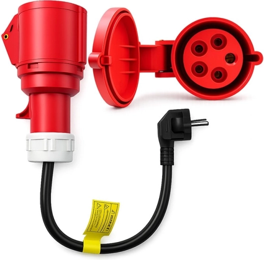 Adaptateur CEE 32 A 5p 400 V vers Schuko 230 V pour chargeurs EV