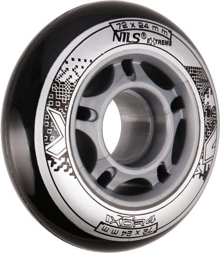 NILS EXTREME PU Rollen 72 × 24 schwarz (Set 4 Stk.)