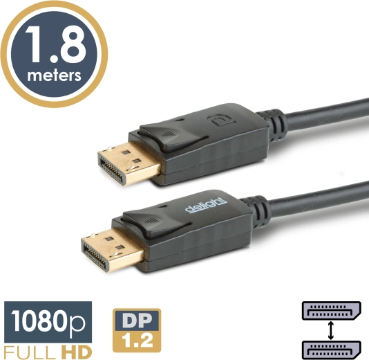 DisplayPort-naar-DisplayPort 1.2-kabel, 1,8 m, zwart