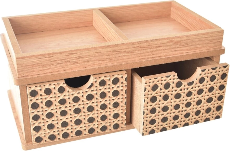 BOHO Wooden Jewelry Box with Two Drawers