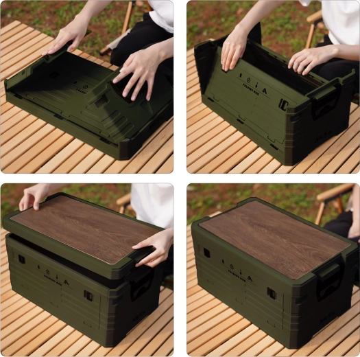 2 en 1 : boîte de rangement et table stable