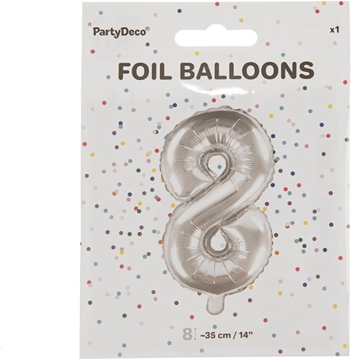 Ballon en aluminium chiffre 8 argenté 35 cm