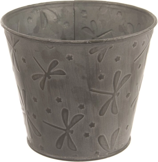 Cache-pot en métal avec motif libellules gris 12 × 12 × 10 cm