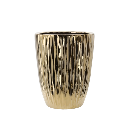 Ceramic flower pot cover 29 × 29 × 41.5 cm gold gloss