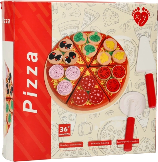 Wooden pizza with hook-and-loop fastener and accessories 20 cm