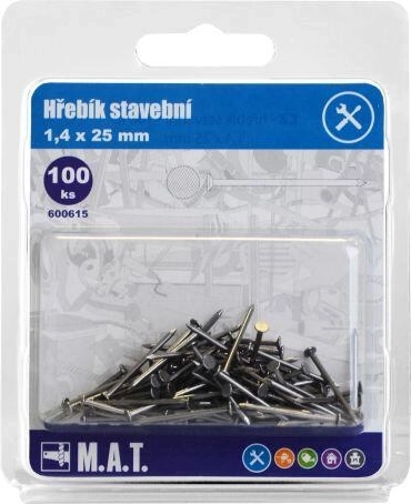 Bouwspijkers 25 × 1,4 mm, 100 stuks