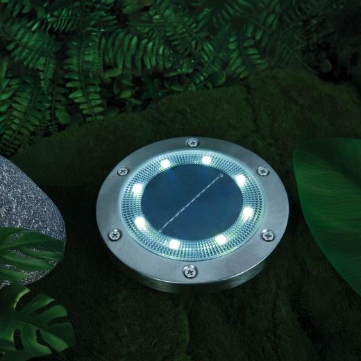 Ronde solar-ledlamp voor in de grond of aan de wand, koud wit, 12 cm