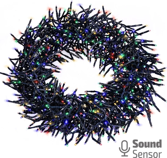 Solight LED kerstlichtsnoer voor buiten, cluster met afstandsbediening en geluidssensor, 576 LED, meerkleurig