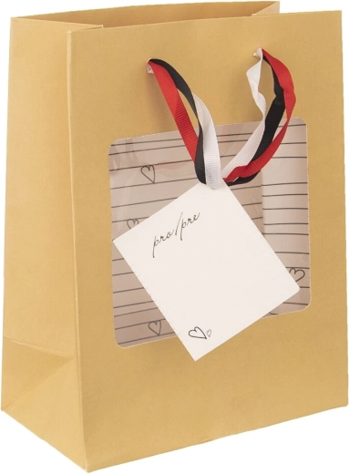 Cadeaupapieren tas met kijkvenster met hartjes 18 × 10 × 23 cm