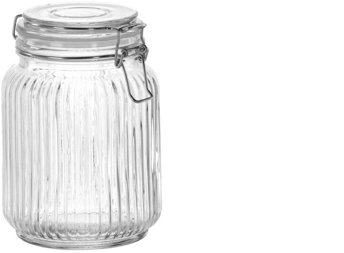 Glazen luchtdichte voorraadpot met reliëfstrepen 1,2 l