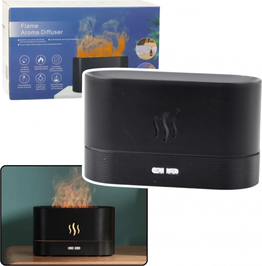 Humidificateur d’air ultrasonique avec effet flamme, noir, 180 ml