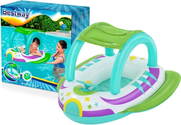 Opblaasbare kinderboot met zonnescherm en stuur BESTWAY Space Splash