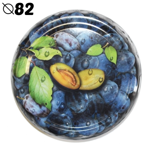 Canning Jar Lids 82 mm with Plum Design, 6-lug
