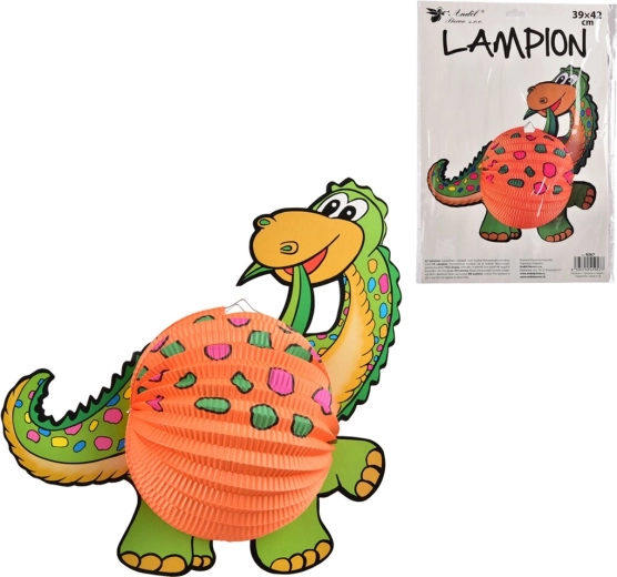 Lampion en papier dinosaure orange 39 × 42 cm