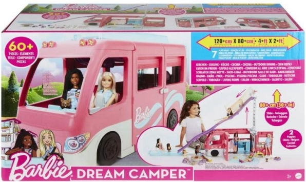 Barbie Dream Camper – kampeerauto met glijbaan en meer dan 60 accessoires
