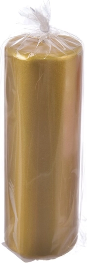 Decorative glossy gold pillar candle 7 × 20 cm