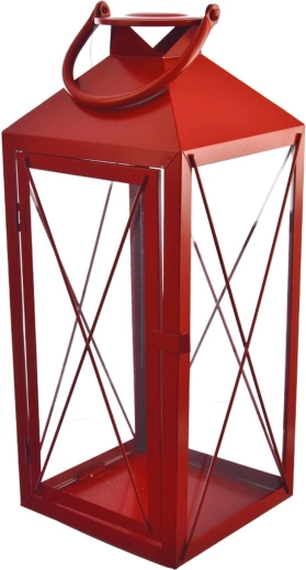 Grote metalen lantaarn rood 47 cm