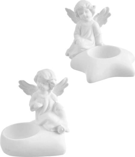 Porcelain angel – tealight candle holder, white, 9 cm