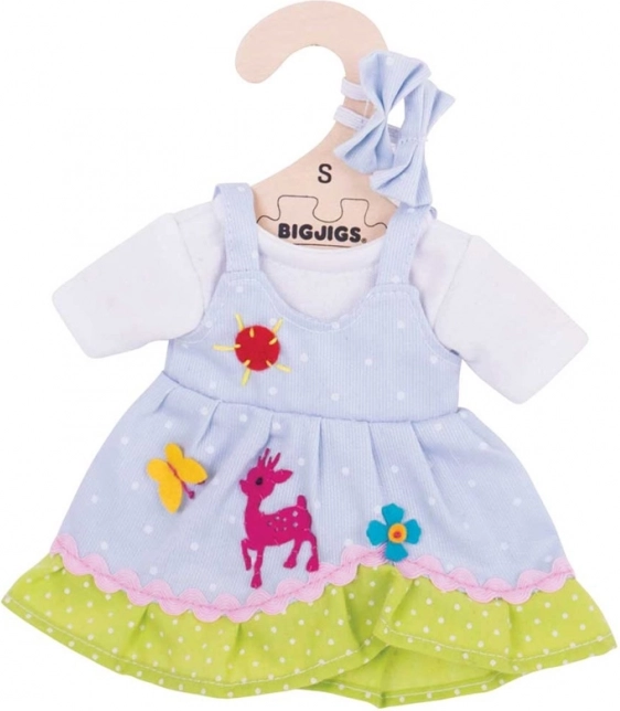 Robe à pois bleue avec cerf pour poupée BIGJIGS
