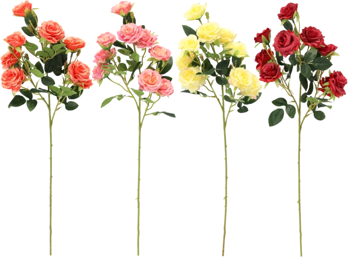 Artificial sprig – bouquet of 9 roses 65 cm, assorted colors