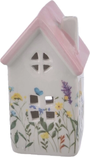 Petite maison LED en céramique rose