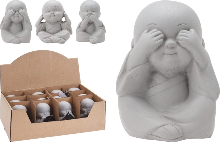 Dekorative Buddha-Figur aus Zement 7,5 × 7 × 8 cm – Mix aus 3 Motiven