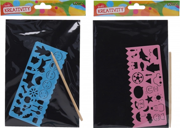 Krasafbeelding A5 met sjabloon en potlood