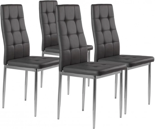 Set van 4 moderne grijze stoelen met doorgestikte zitting