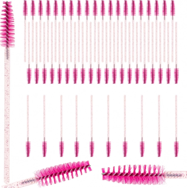 Set of Spiral Brushes for Lashes and Brows – 50 pcs, Pink