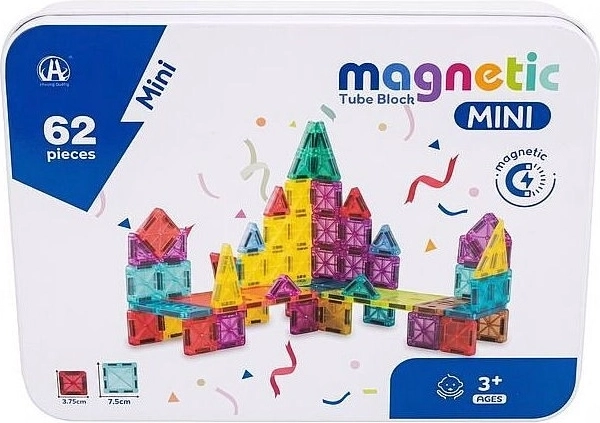 Mini Magnetic Building Set with 62 Pieces in a Container