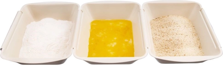 La bonne taille pour farine, œufs et chapelure