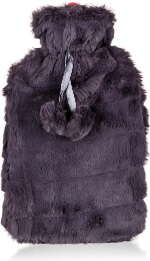 Plush Hot Water Bottle 2 l with Black Cover