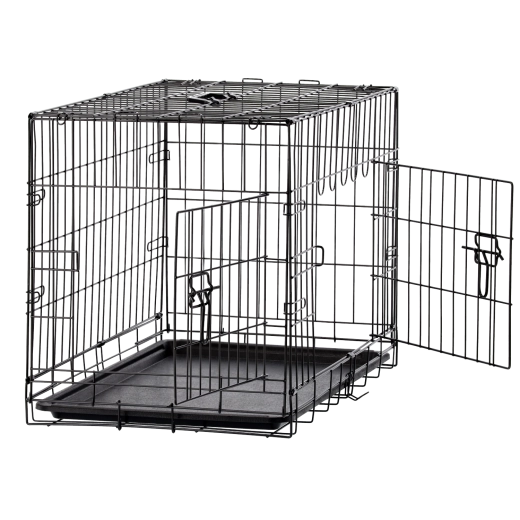 Foldable metal kennel crate for dog, size L 76 × 45 × 51.5 cm