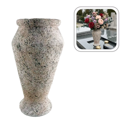 Vase funéraire en ciment aspect granit 16 × 16 × 28 cm - 1 pièce