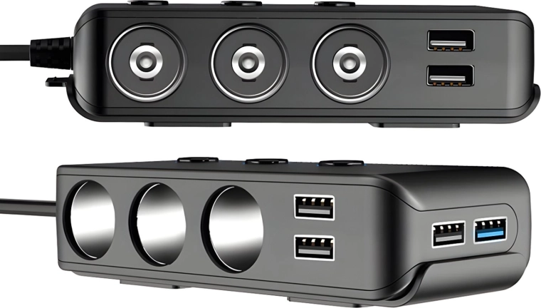 3 cigarette lighter sockets up to 200 W