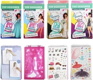 ToiToys carnet de croquis pour créateurs de mode avec autocollants, assorti - 1 pièce