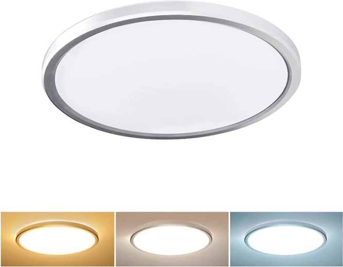 Plafonnier LED Solight Acate IP54 24 W 2160 lm 3CCT 30 cm argenté