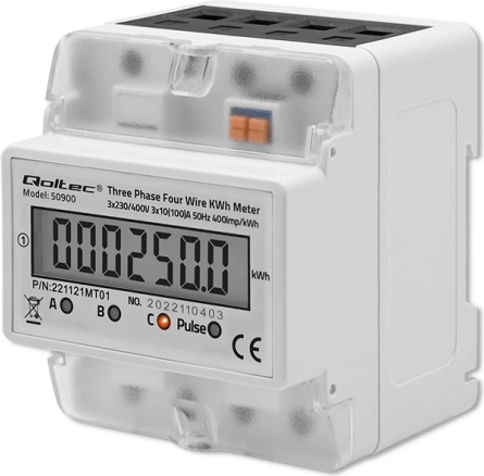 Compteur électrique numérique triphasé sur rail DIN avec affichage LCD